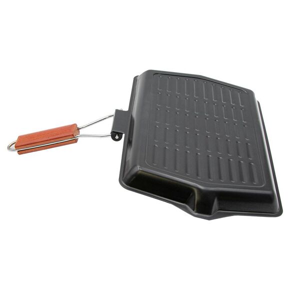 Smart Home Non-Stick Rectangular Grill Pan with Foldable Wooden Handle - Picture 5 of 7
